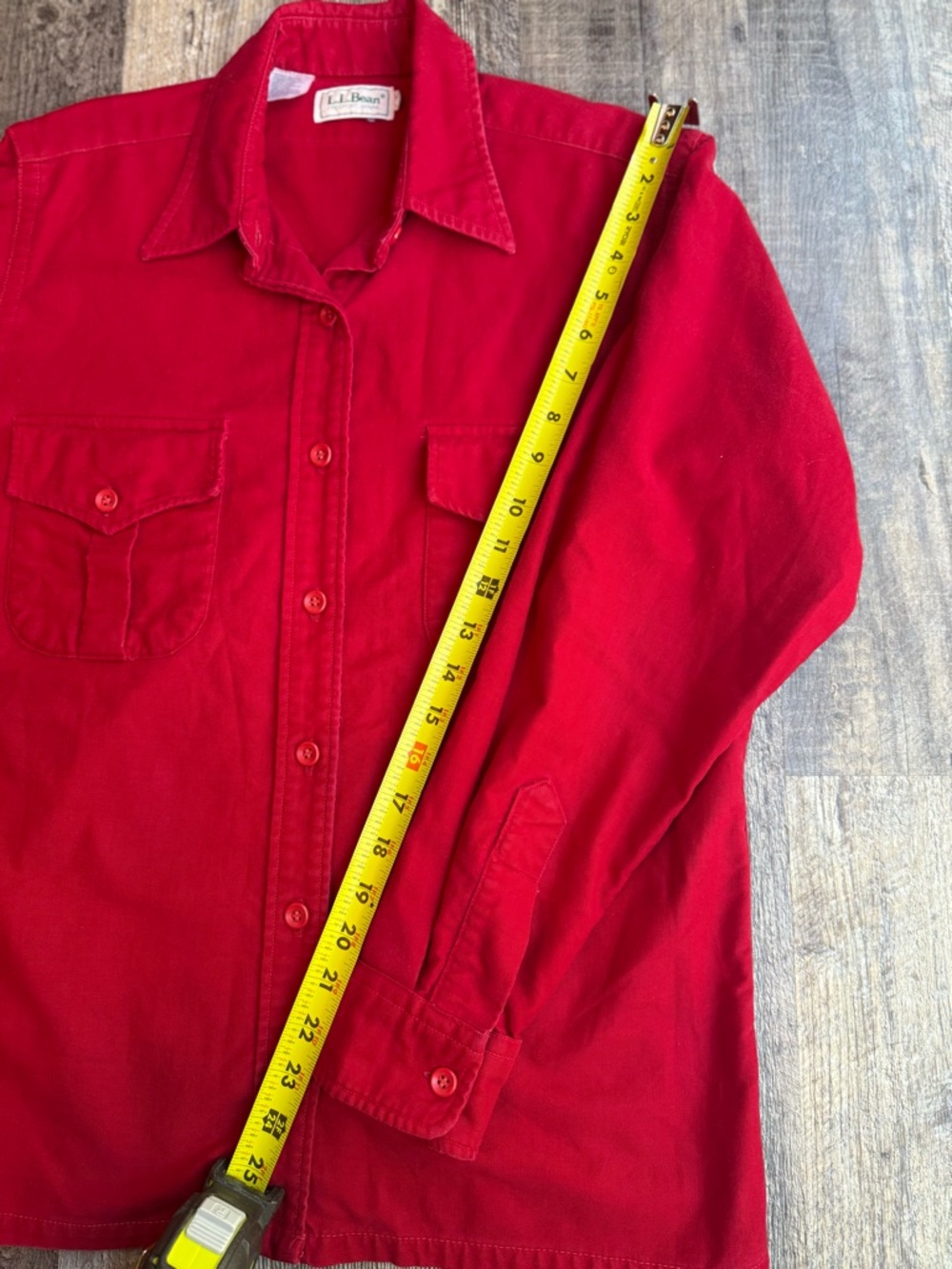 L.L. Bean Red Flannel Shirt Womens L 14 Long Sleeve Button Down Soft - Picture 5 of 8